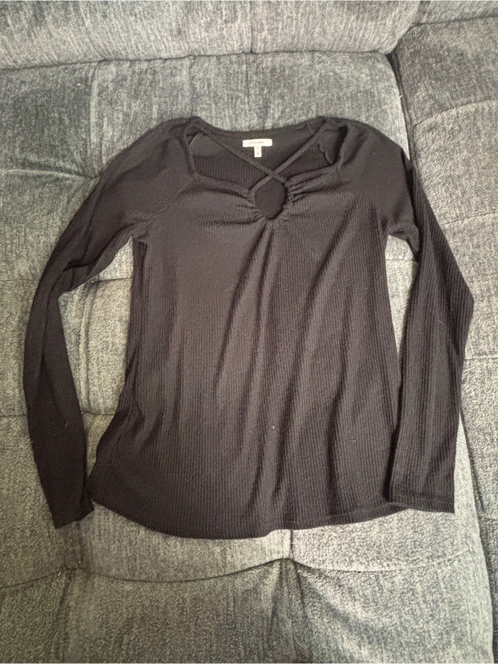 Maurices Black Long Sleeve Knot-Front Top